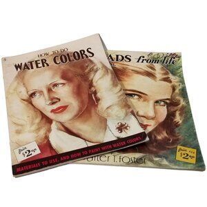 Vintage How To Paint Art Books by Walter T. Foster Heads Portraits Water Color